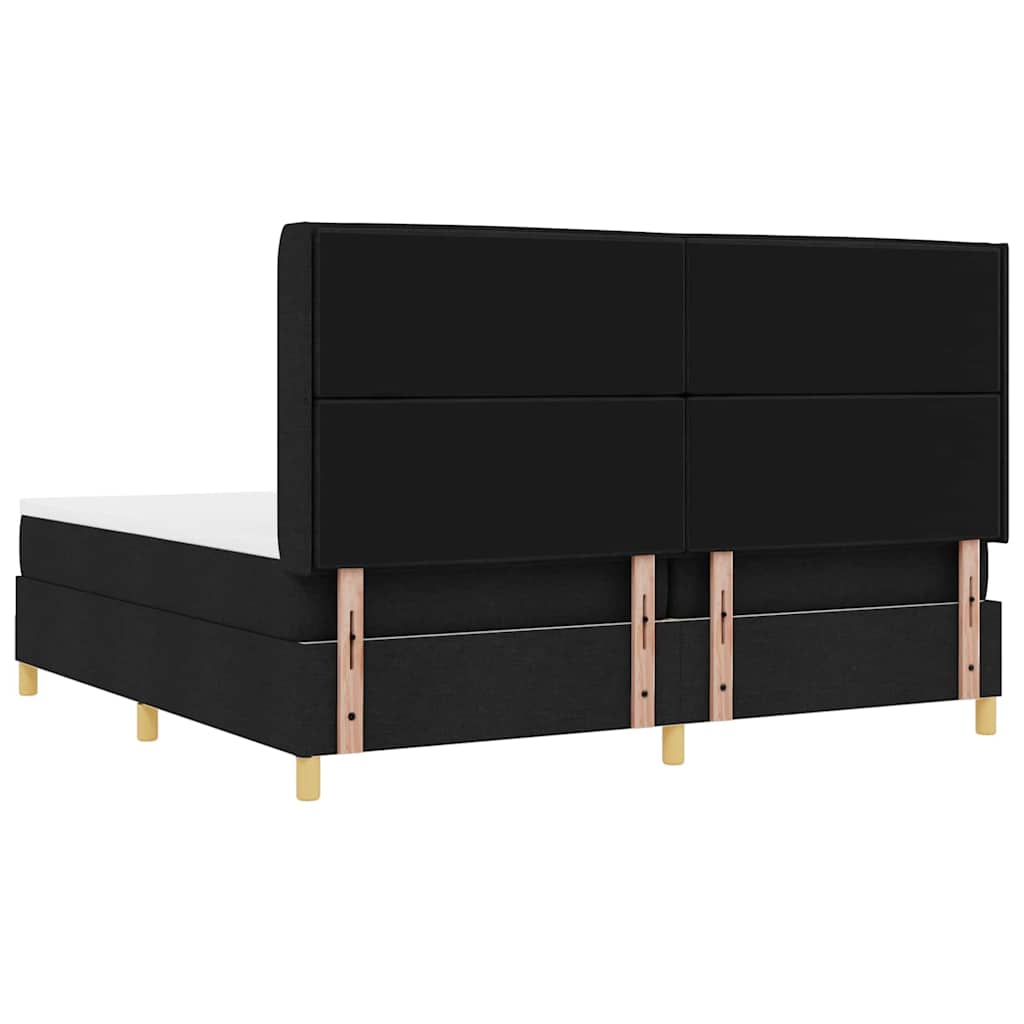 Box Spring ágy matracmal fejtámlával Fekete 200 x 200 cm szövet