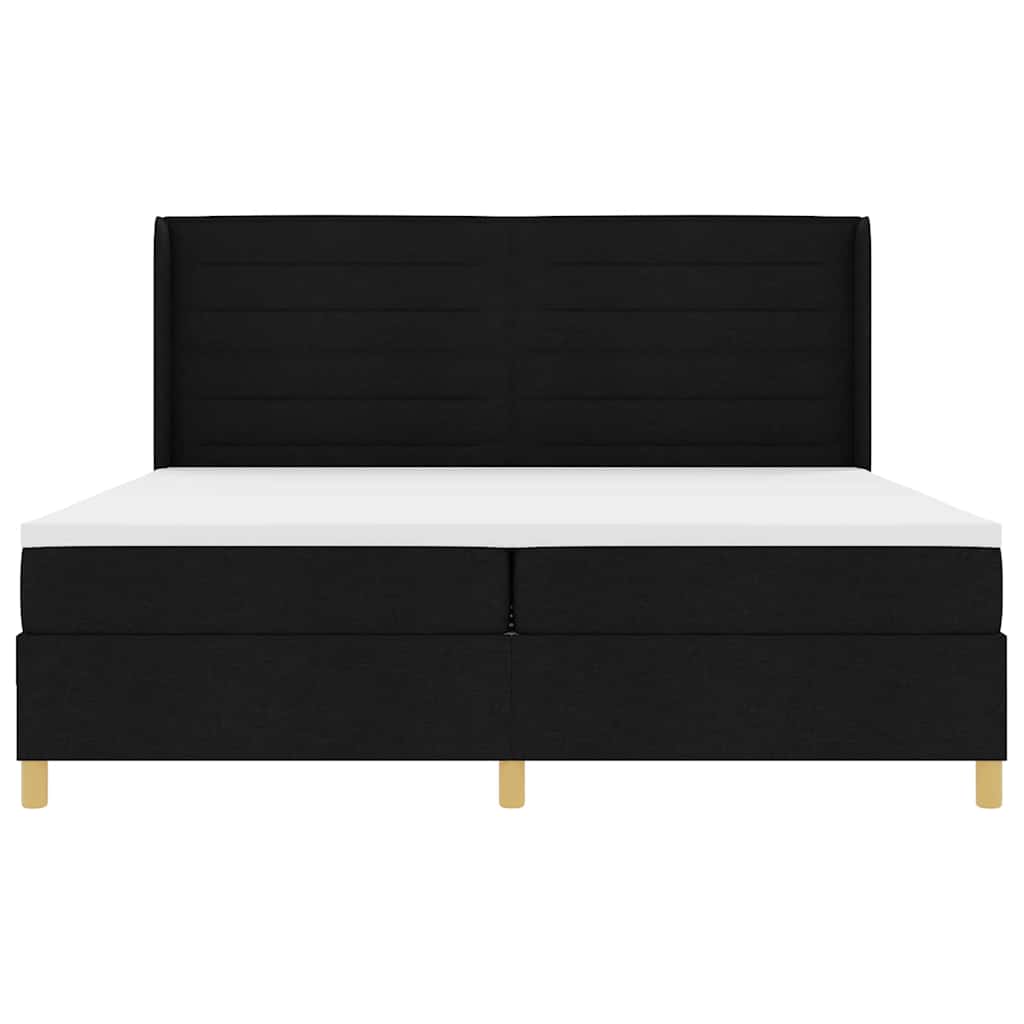 Box Spring ágy matracmal fejtámlával Fekete 200 x 200 cm szövet