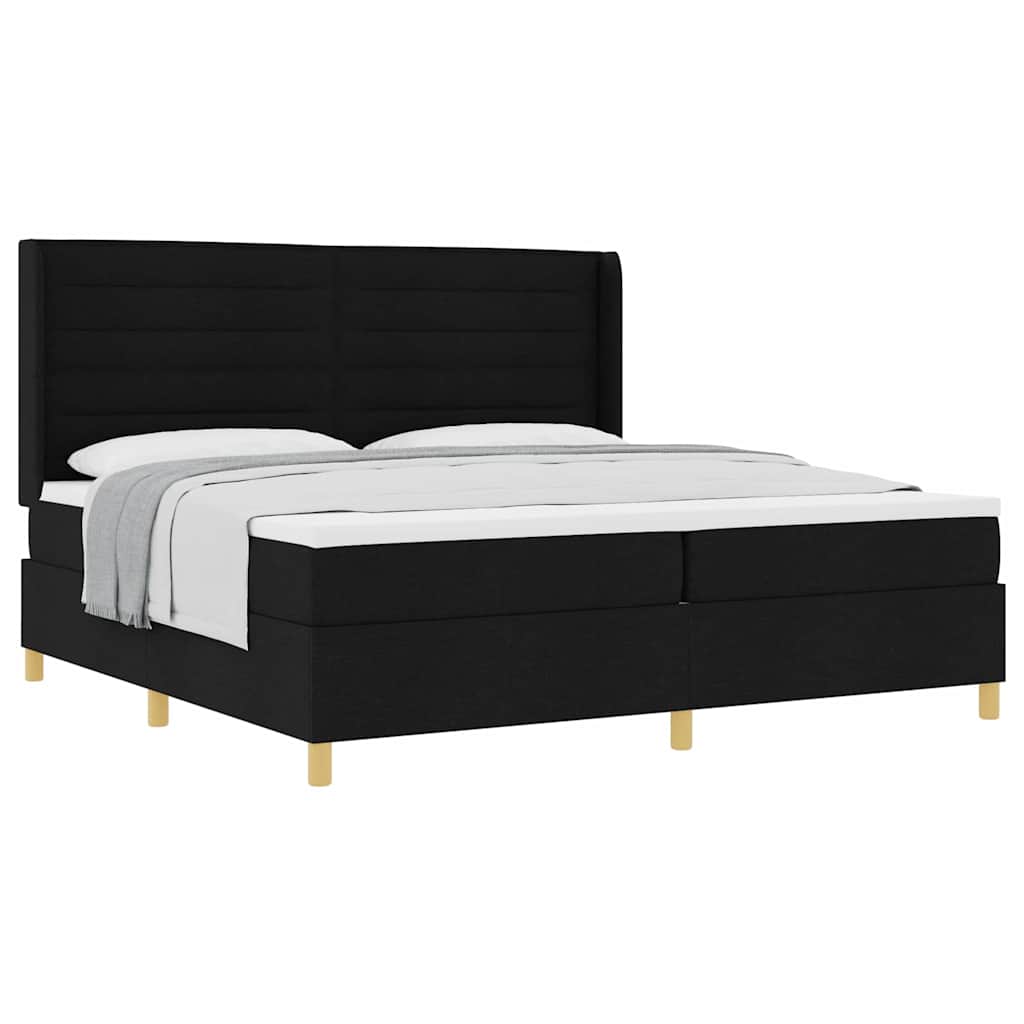 Box Spring ágy matracmal fejtámlával Fekete 200 x 200 cm szövet
