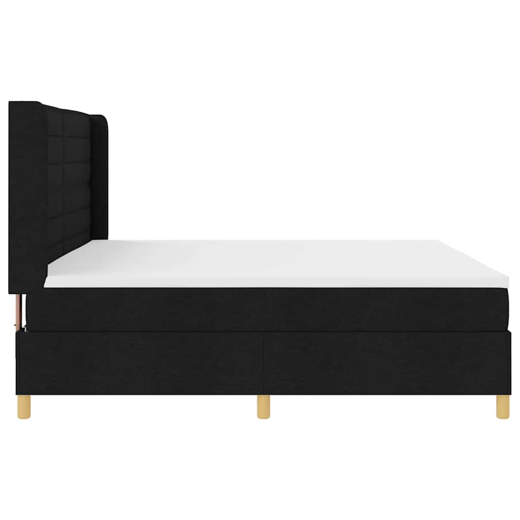 Box Spring ágy matracmal fejtámlával Fekete 200 x 200 cm szövet