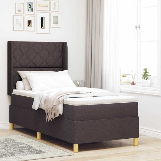 Box Spring ágy matracmal sötétbarna 90 x 190 cm szövet