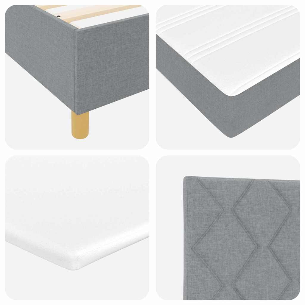 Box Spring ágy matracmal Világosszürke 140 x 190 cm szövet
