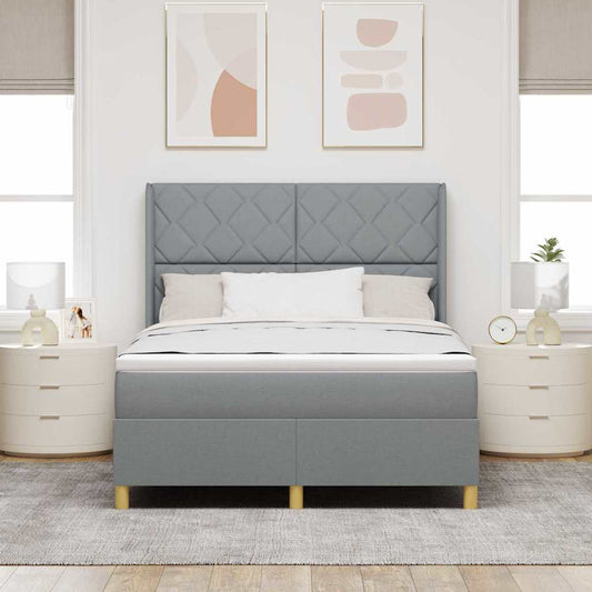 Box Spring ágy matracmal Világosszürke 140 x 190 cm szövet