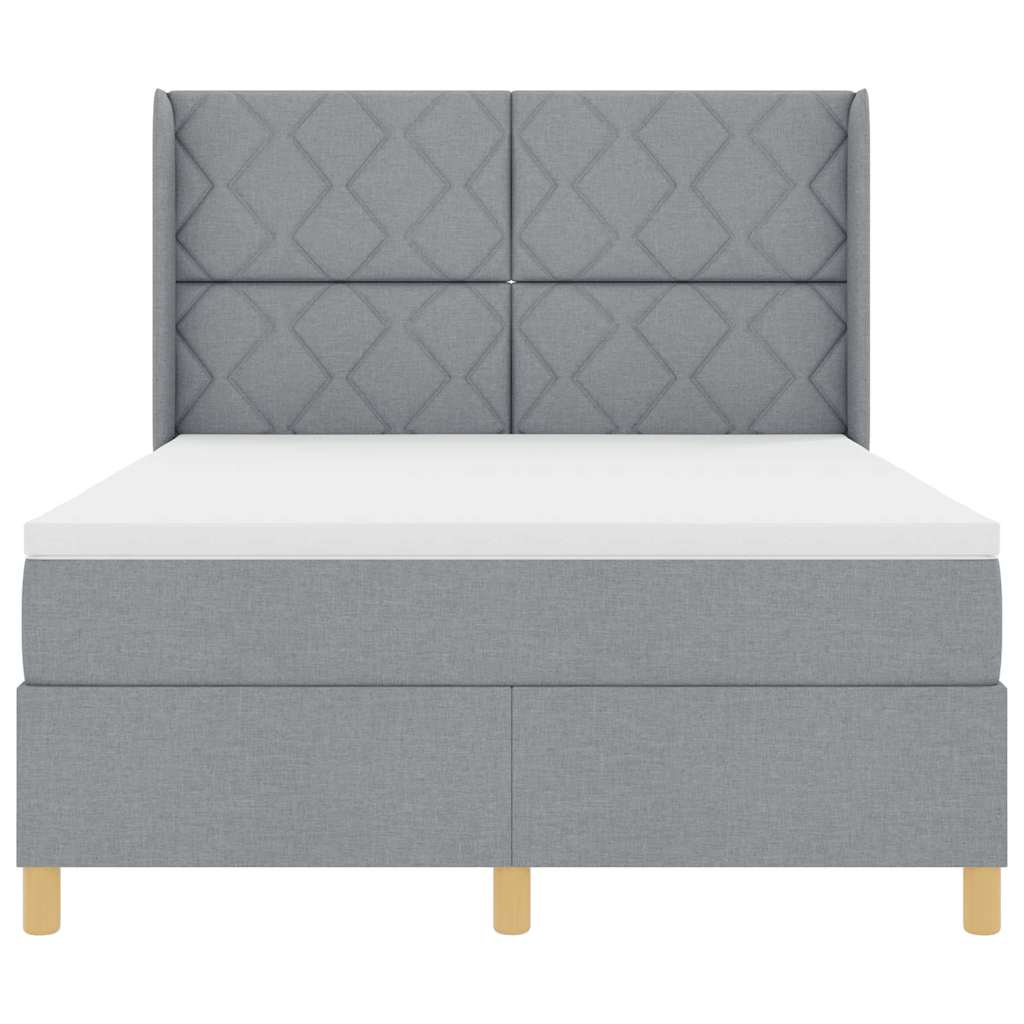 Box Spring ágy matracmal Világosszürke 140 x 190 cm szövet