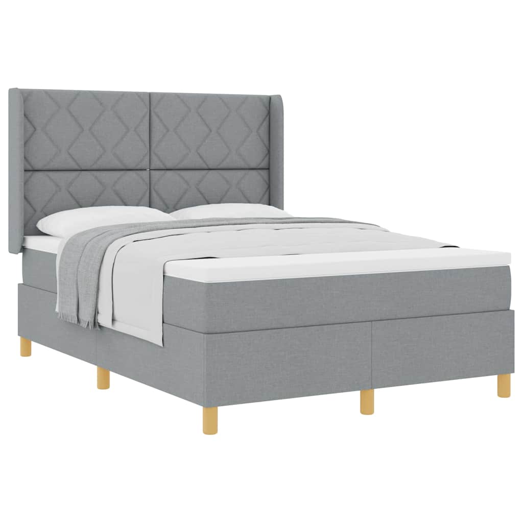 Box Spring ágy matracmal Világosszürke 140 x 190 cm szövet
