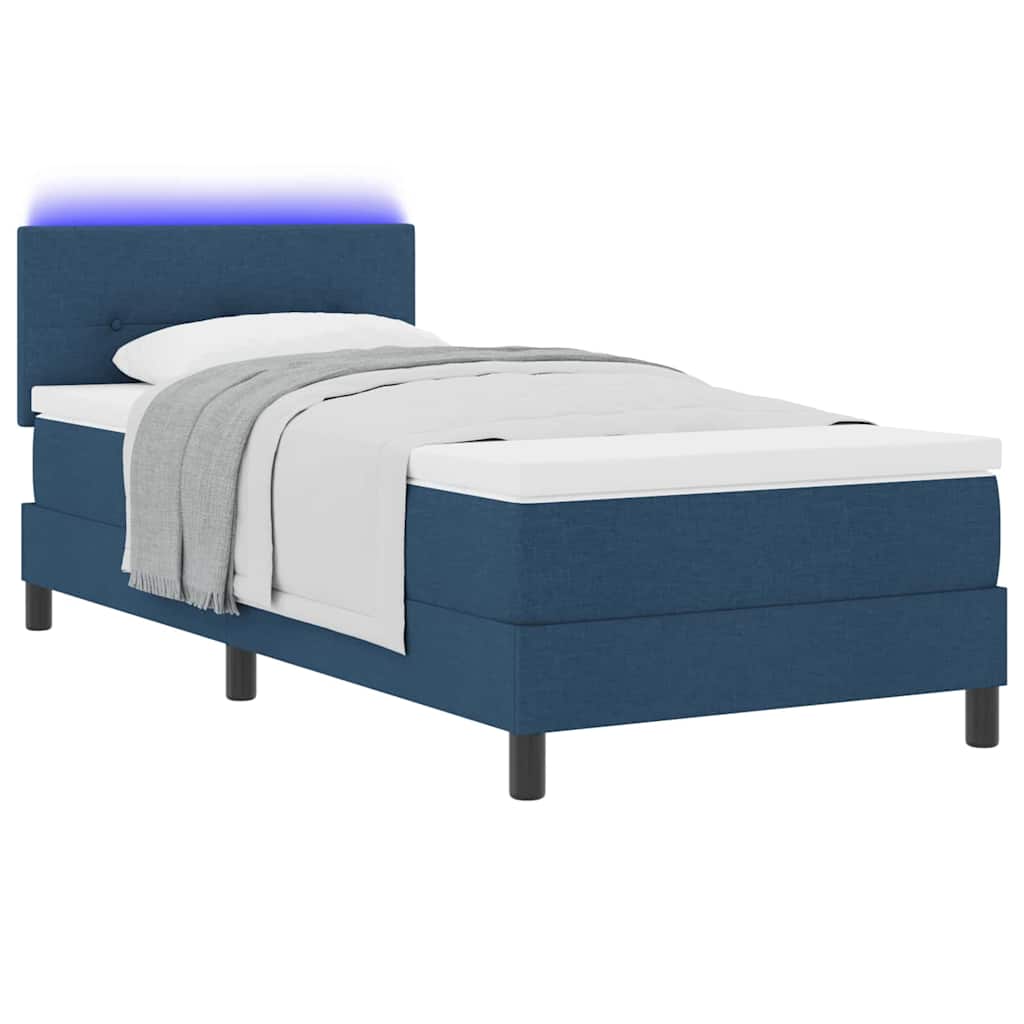 Boxrugós ágy matracmal fejtámlával Kék 90 x 190 cm szövet
