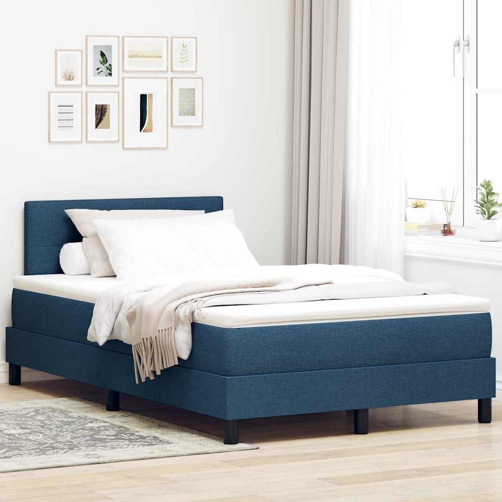 Boxrugós ágy matracmal fejtámlával Kék 120 x 190 cm szövet