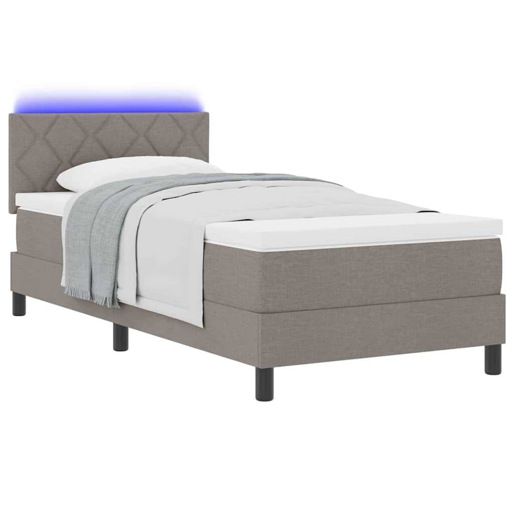 Boxrugós ágy matracmal fejtámlával Tópszínű 100 x 200 cm szövet