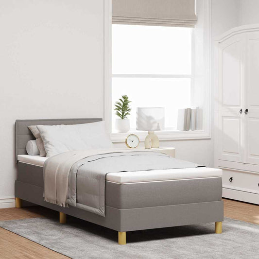 Boxrugós ágy matracmal fejtámlával Tópszínű 100 x 200 cm szövet