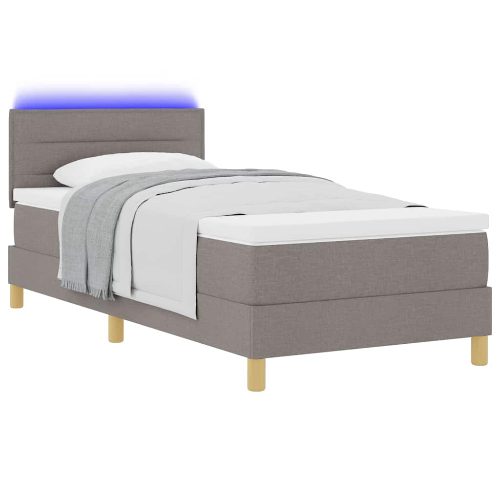 Boxrugós ágy matracmal fejtámlával Tópszínű 100 x 200 cm szövet