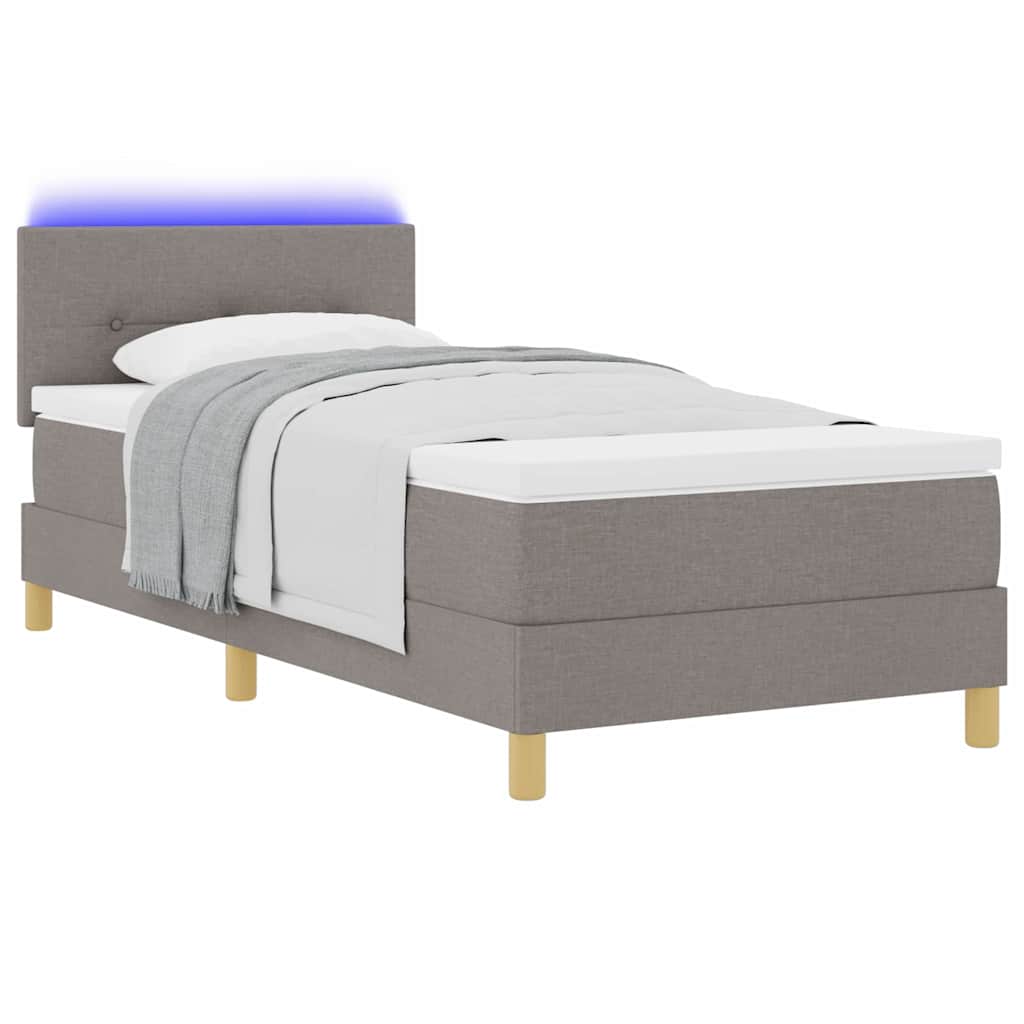 Boxrugós ágy matracmal fejtámlával Tópszínű 90 x 190 cm szövet
