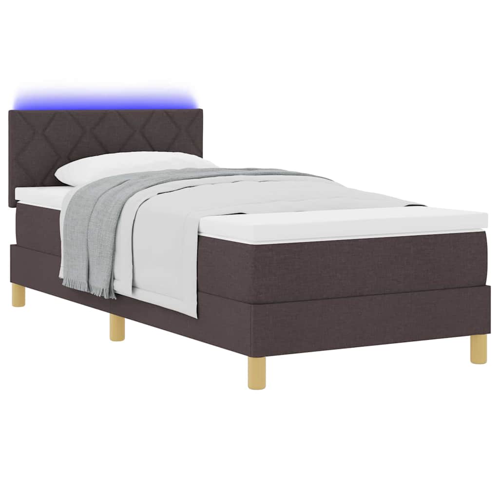 Boxrugós ágy matracmal sötétbarna 90 x 190 cm szövet