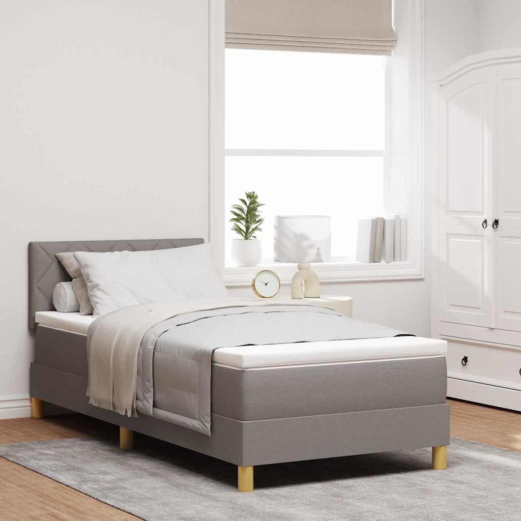 Boxrugós ágy matracmal fejtámlával Tópszínű 100 x 200 cm szövet