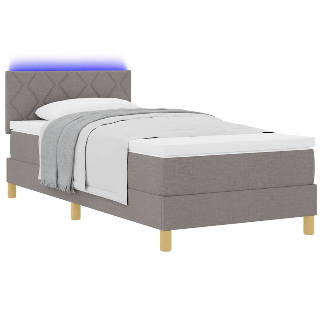 Boxrugós ágy matracmal fejtámlával Tópszínű 100 x 200 cm szövet