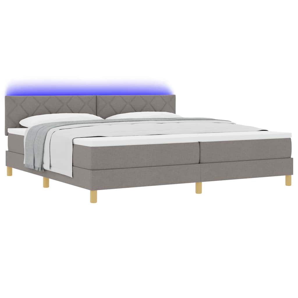 Boxrugós ágy matracmal fejtámlával Tópszínű 200 x 200 cm szövet