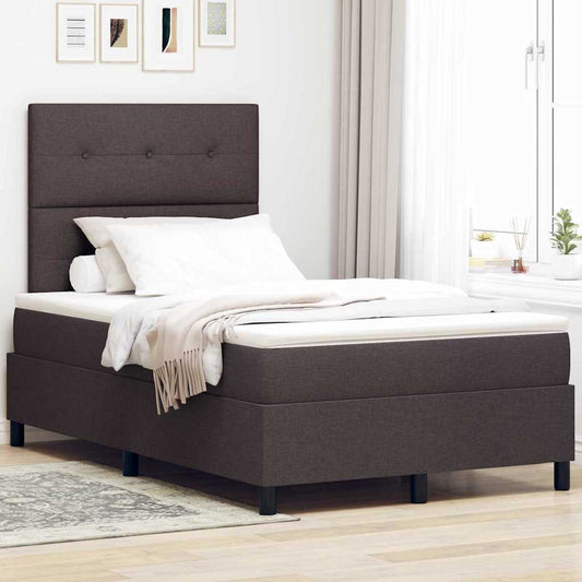 Boxrugós ágy matracmal sötétbarna 120 x 190 cm szövet