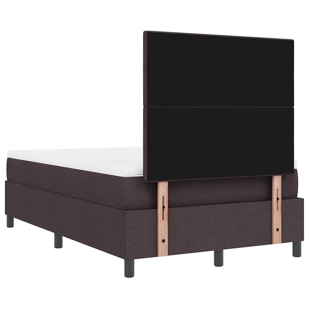 Boxrugós ágy matracmal sötétbarna 120 x 190 cm szövet