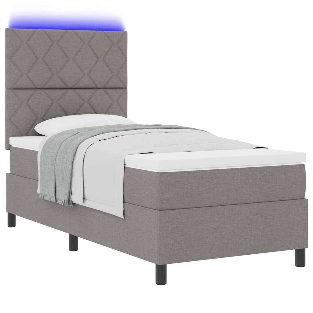 Boxrugós ágy matracmal fejtámlával Tópszínű 100 x 200 cm szövet