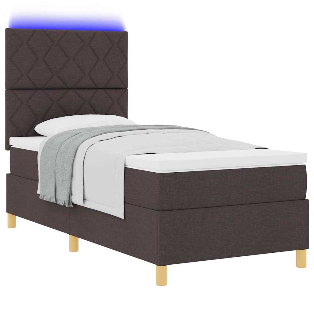 Boxrugós ágy matracmal sötétbarna 90 x 190 cm szövet