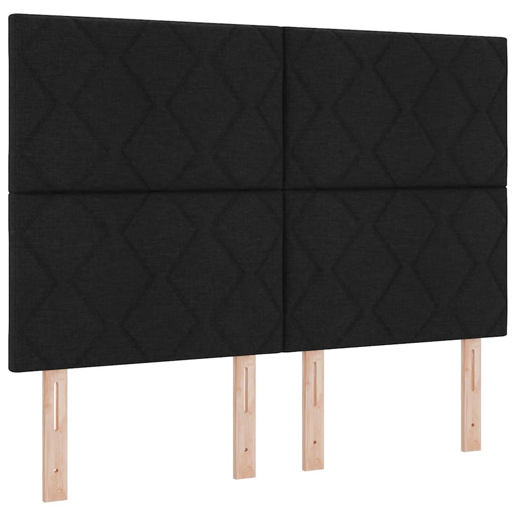Boxrugós ágy matracmal fejtámlával Fekete 140 x 190 cm szövet