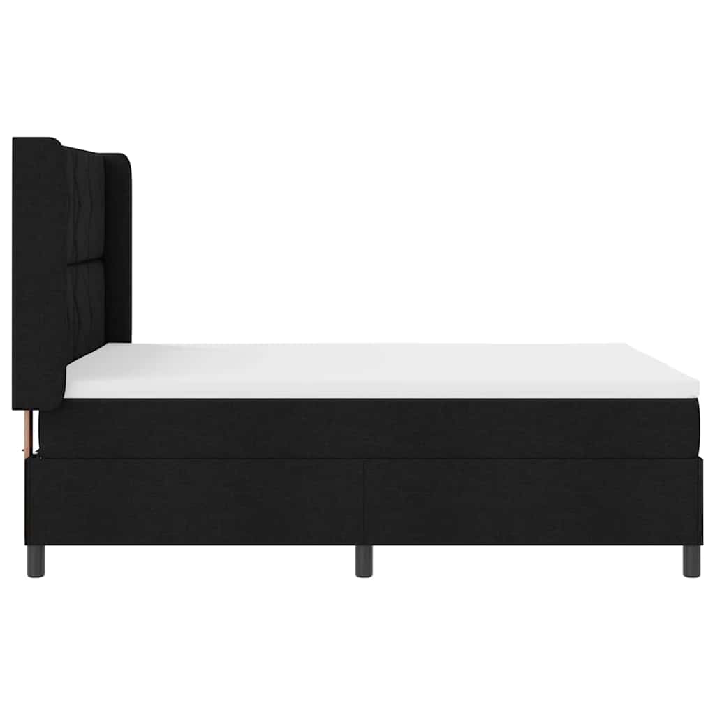 Boxrugós ágy matracmal fejtámlával Fekete 140 x 190 cm szövet