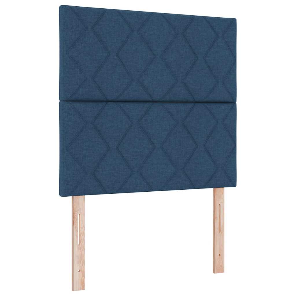 Boxrugós ágy matracmal fejtámlával Kék 120 x 190 cm szövet