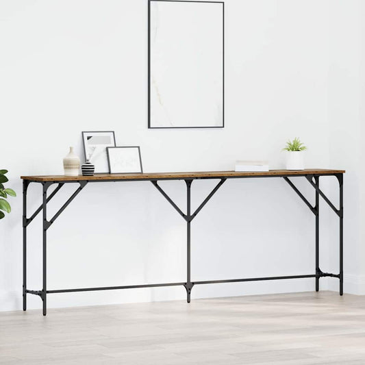 Konzolasztal Öreg fa 200 x 29 x 75 cm Műgyantás fa és fém