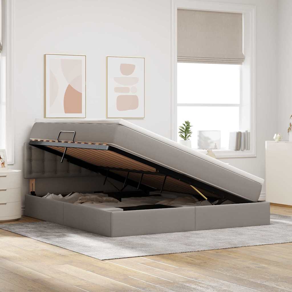 Ágy tárolóval és matraccal Tópszínű 180 x 200 cm Faanyag