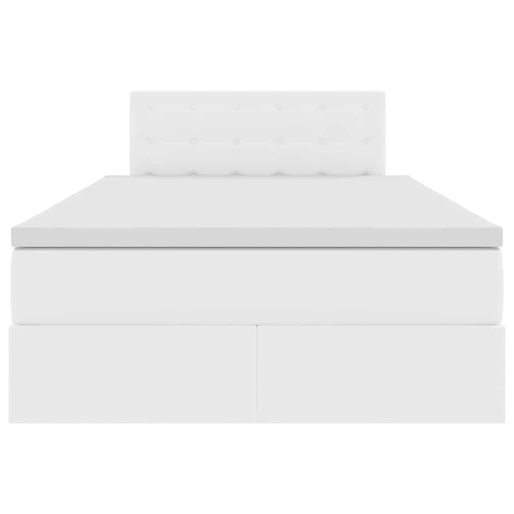 Ágy tárolóval és LED lámpával Fehér 120 x 190 cm Műbőr