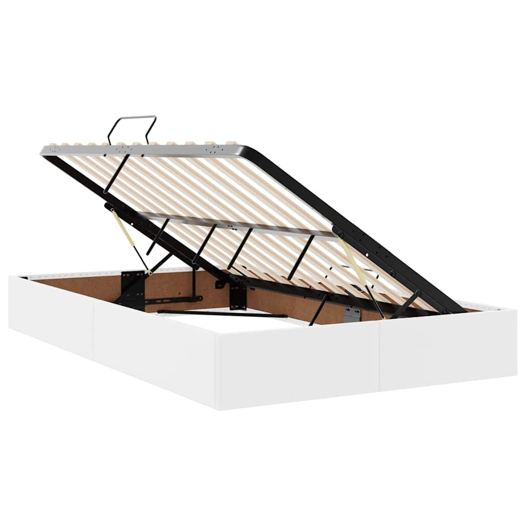 Ágy tárolóval és LED lámpával Fehér 120 x 190 cm Műbőr