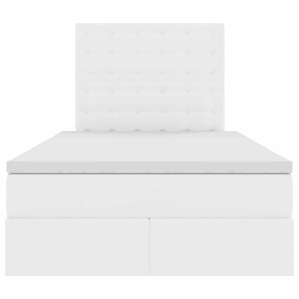 Ágy tárolóval és LED lámpával Fehér 120 x 190 cm Műbőr