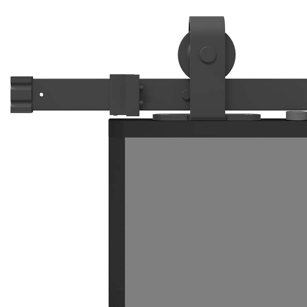 fekete edzett üveg tolóajtó fémszerelék szettel 102,5x205 cm