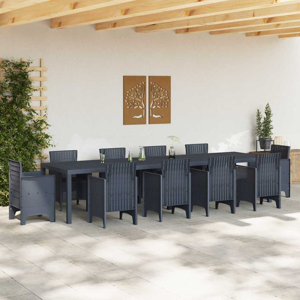 Kerti Asztal Antracit 350 x 100 x 73 cm polirattan