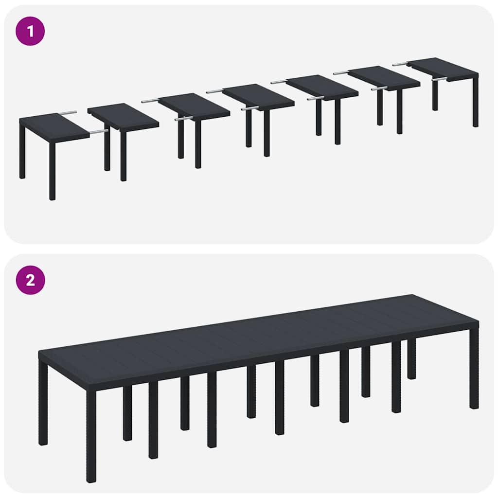 Kerti Asztal Antracit 350 x 100 x 73 cm polirattan