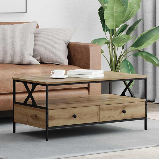 Dohányzóasztal kézműves tölgy 100 x 51 x 45 cm Faanyag