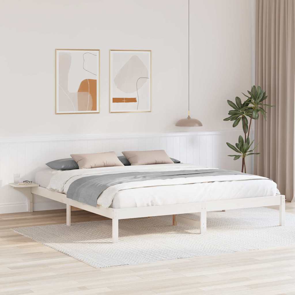 Ágykeret éjjeli szekrényekkel Fehér 200 x 200 cm Fehér