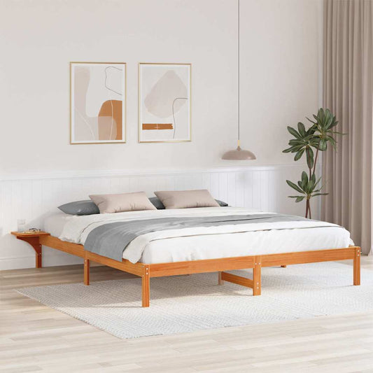 Ágykeret éjjeli szekrényekkel Barna 200 x 200 cm Viaszbarna