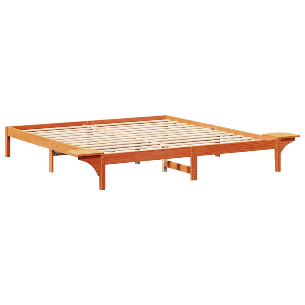Ágykeret éjjeli szekrényekkel Barna 200 x 200 cm Viaszbarna