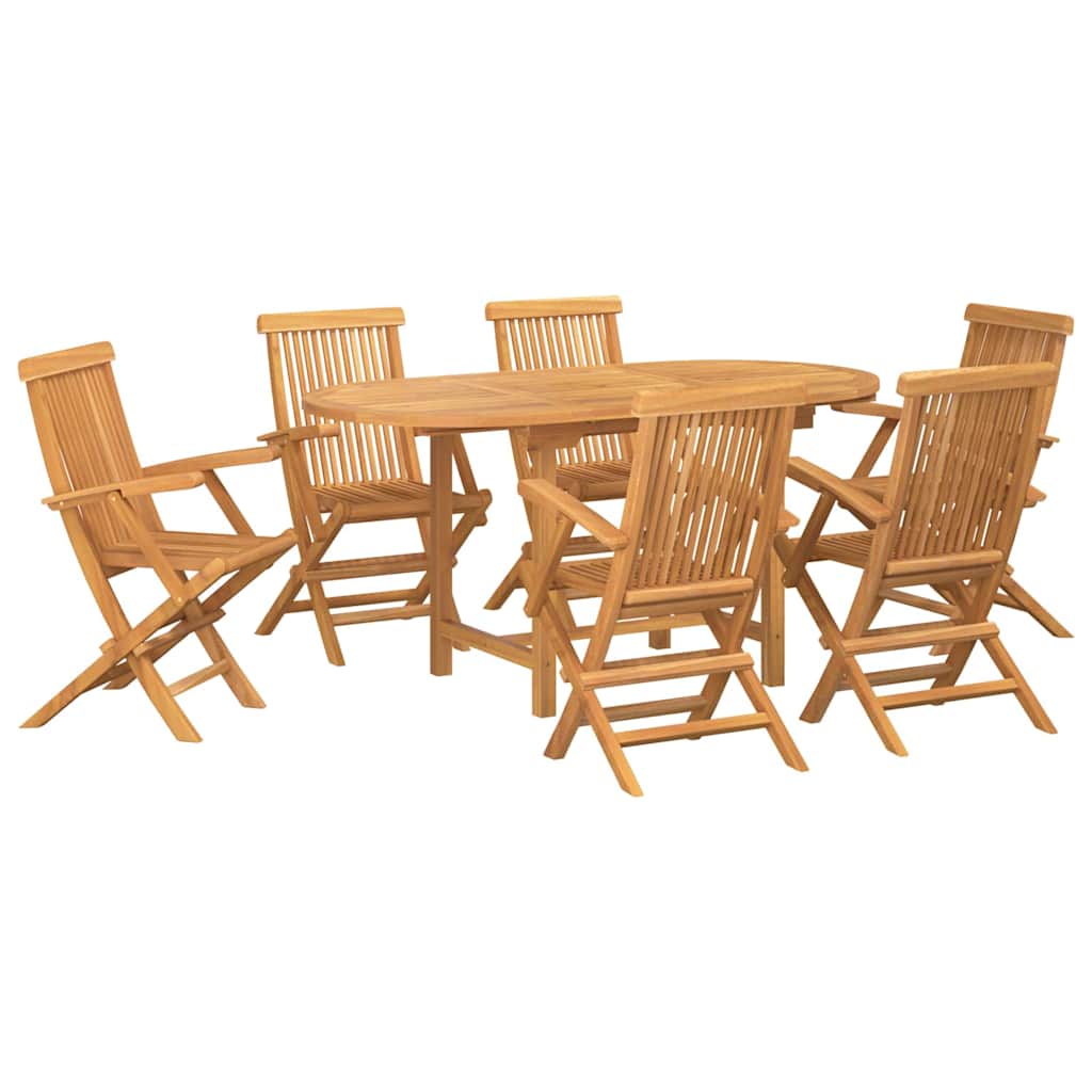 Kert étkező szett 7 pcs Barna 160 x 80 x 75 cm Tömör tíkfa