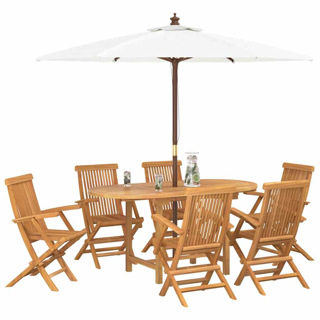 Kert étkező szett 7 pcs Barna 160 x 80 x 75 cm Tömör tíkfa