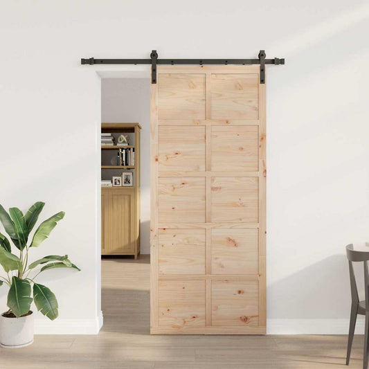 Csúszó ajtó Barna 80 x 208 cm Tömör fenyőfa
