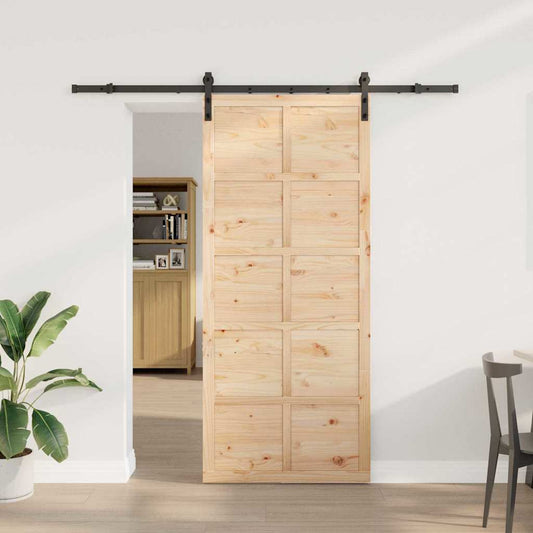Csúszó ajtó Barna 90 x 208 cm Tömör fenyőfa
