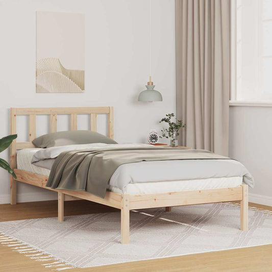 Ágykeret fejtámlával Barna 90 x 200 cm Tömör fenyőfa