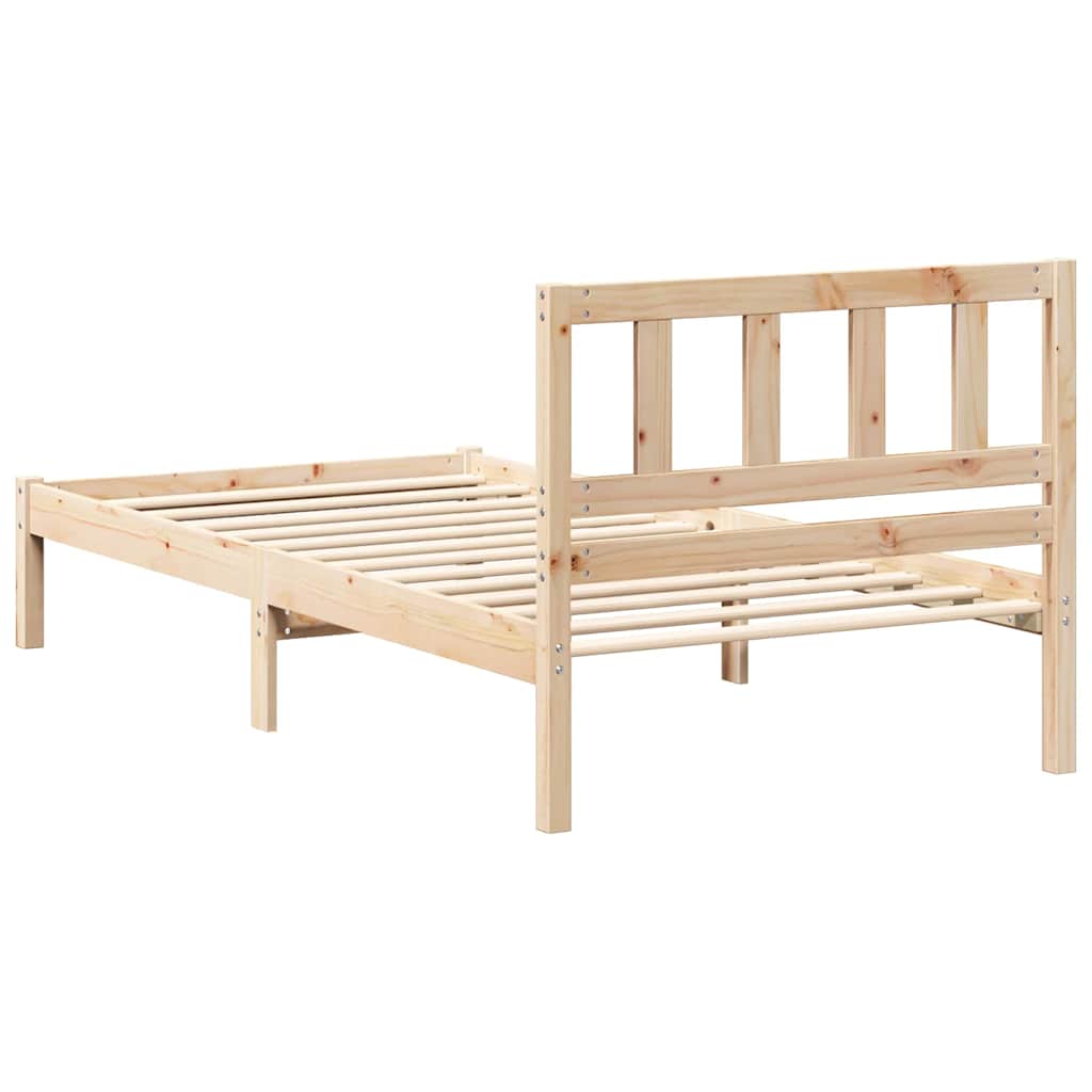 Ágykeret fejtámlával Barna 90 x 200 cm Tömör fenyőfa