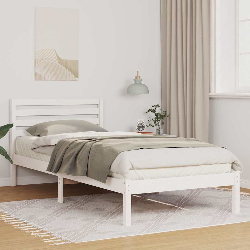 Ágykeret fejtámlával Fehér 80 x 210 cm Tömör fenyőfa