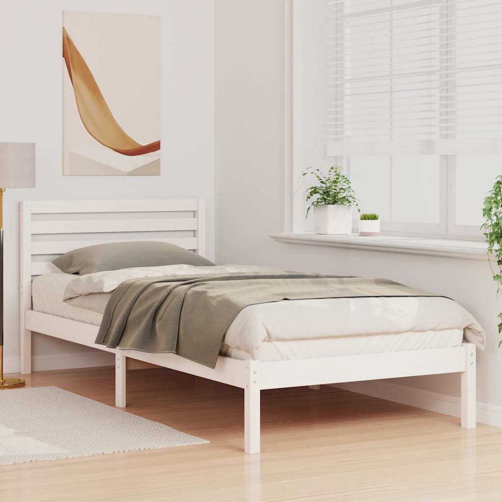 Ágykeret fejtámlával Fehér 80 x 210 cm Tömör fenyőfa