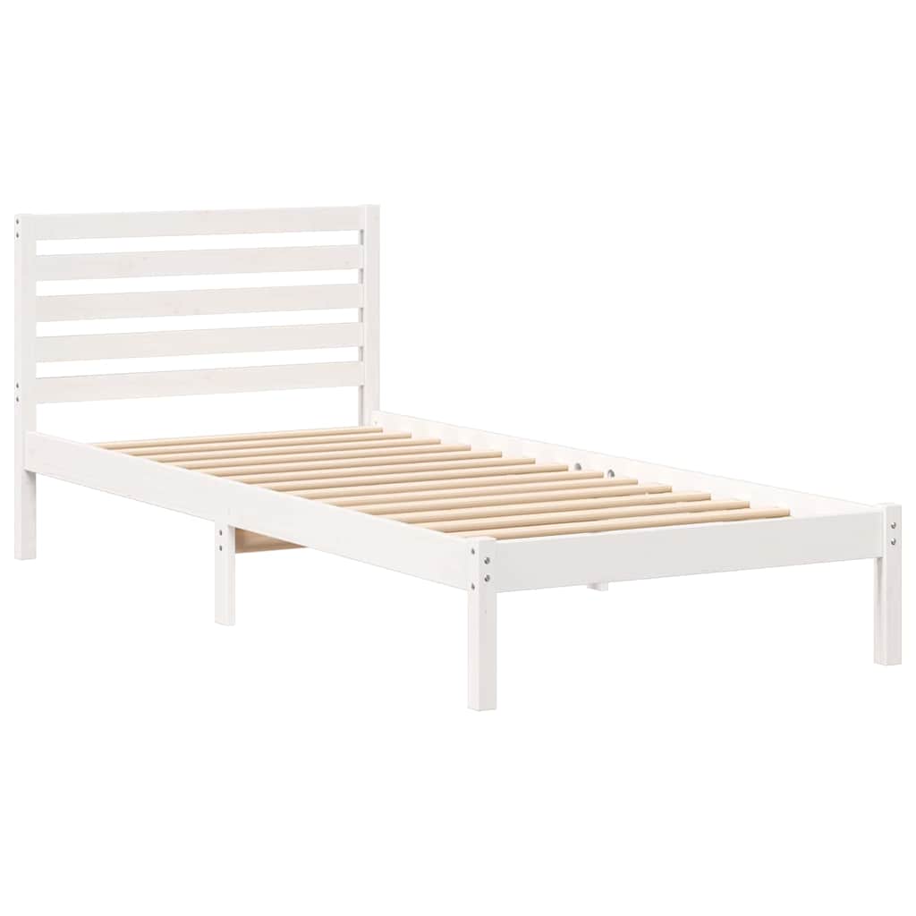 Ágykeret fejtámlával Fehér 80 x 210 cm Tömör fenyőfa