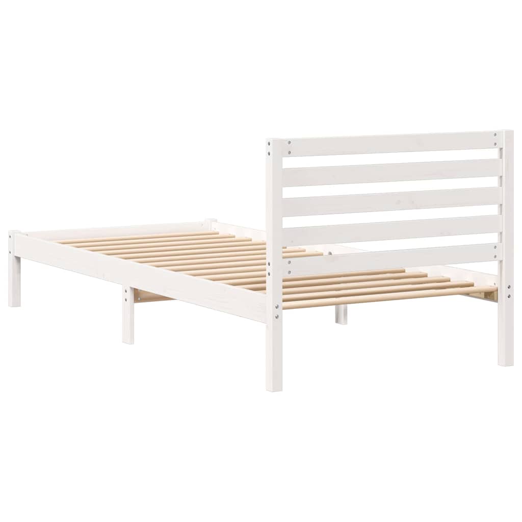 Ágykeret fejtámlával Fehér 80 x 210 cm Tömör fenyőfa
