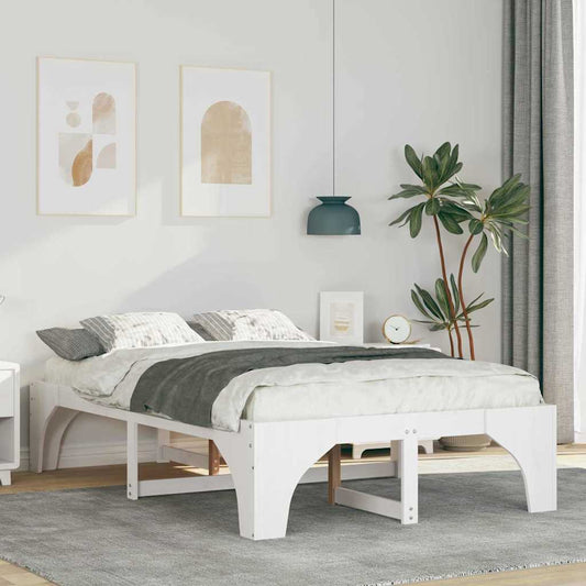 Földi ágykeret tárolóval Fehér 135 x 190 cm Tömör fenyőfa