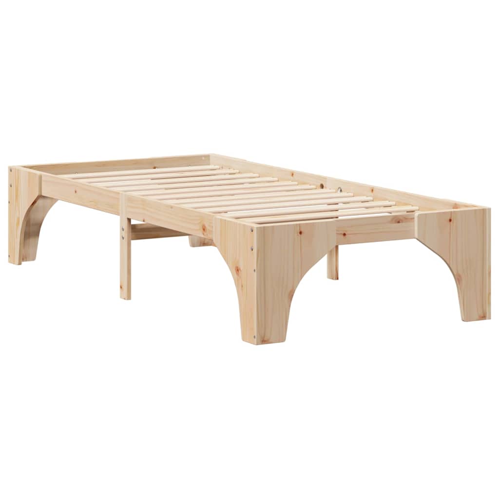 Földi ágykeret tárolóval Barna 90 x 200 cm Tömör fenyőfa